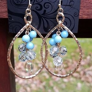 NEW GNW Gold Earrings With Blue Tone(s)